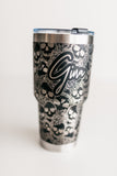 Skulls & Roses | Personalized | 30 OZ Tumbler | Fully wrapped seamless design