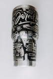 2nd Amendment Personalized Tumbler | 30oz black/stainless engraved tumbler | Gun, Grenade & bullet Design