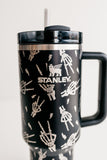 Stanley 40oz tumbler Engraved with Skeleton Peace & Lightening Bolts