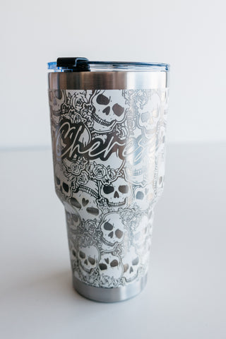 Skulls & Florals Seamless Tumbler Personalized  | 30 OZ Tumbler | Fully wrapped seamless design