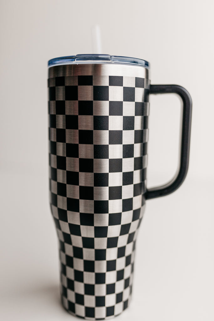 Black checkered 40oz Stanley DUPE – Freckled & Framed Sign Co.