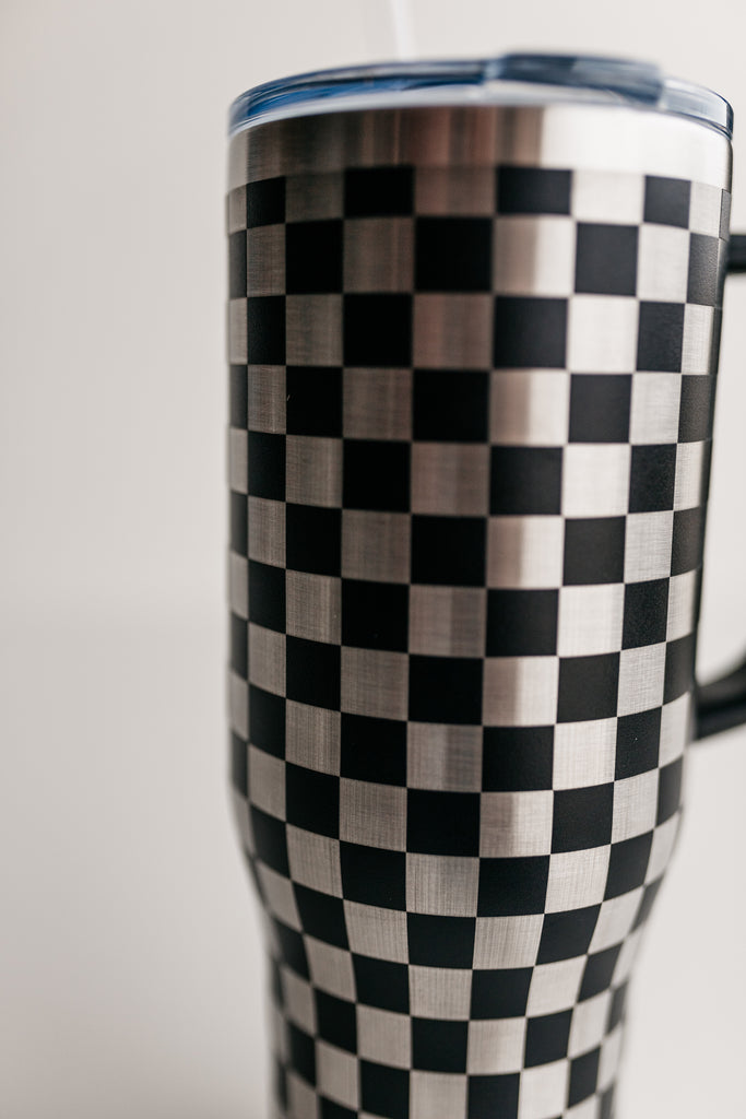 Black checkered 40oz Stanley DUPE – Freckled & Framed Sign Co.